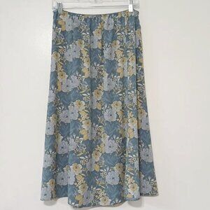 Rena Rowan Petite Blue Floral Midi Skirt – Size PXL